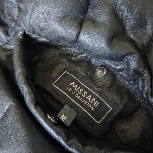 Men's Black/Red Lambskin Reversible Puffer Jacket MISSANI LE COLLEZIONI - Picture 3 of 11